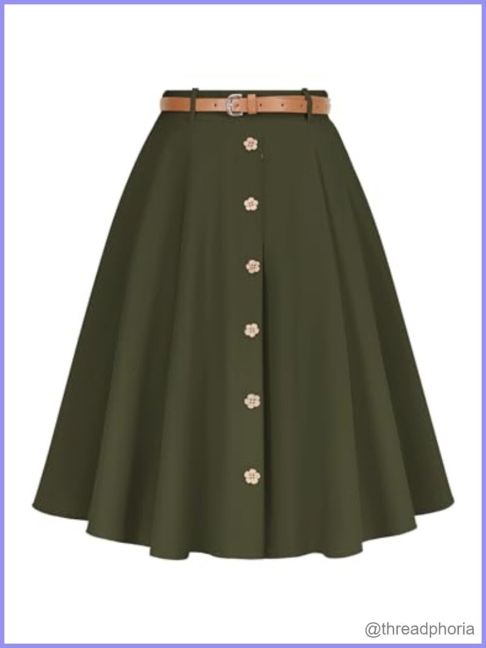 Pleated Midi Skirt A-Line Button Down with Belt Pockets Vintage Work